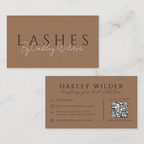 QR Code Makeup Artist Dark Terracotta Business Card