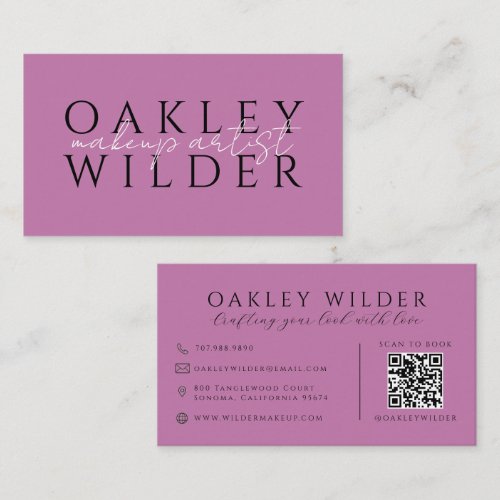 QR Code Makeup Artist Lilac Business Card