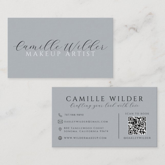QR Code Makeup Artist Neutral Business Card (Front/Back)