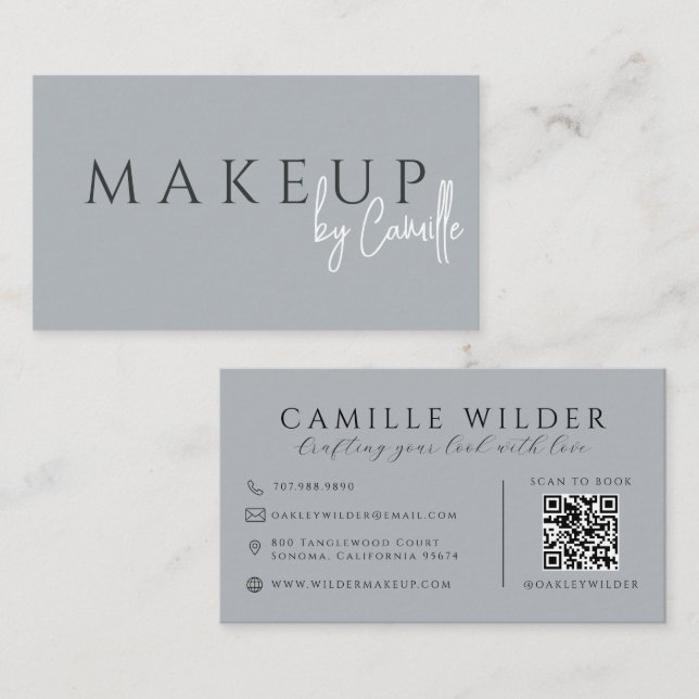 QR Code Makeup Artist Neutral Business Card (Front/Back)