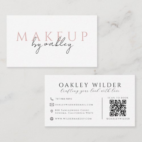 QR Code Makeup Artist Pink Business Card