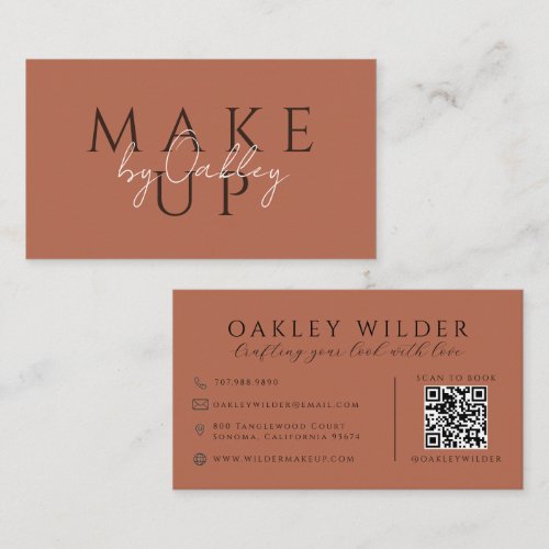 QR Code Makeup Artist Terracotta Business Card