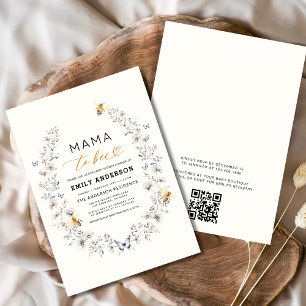 QR Code Mama to Bee Wildflower Baby Shower Invitation