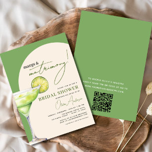 QR Code Margs and Matrimony Modern Bridal Shower  Invitation