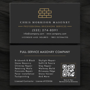 QR Code Masonry Brick Mason Company Business Card