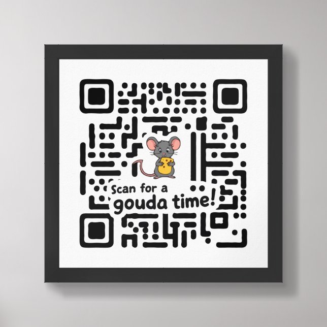 QR Code Maze Runner Mouse with Cheese Framed Art (Framed Front)