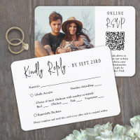 QR Code & Meal Options Modern Script Photo Wedding