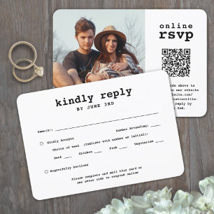 QR Code & Meal Options Wedding Photo Typewriter RSVP Card