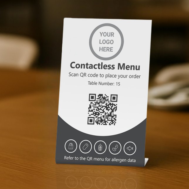 QR Code Menu Allergy Contactless Restaurant Logo Pedestal Sign (Creator Uploaded)