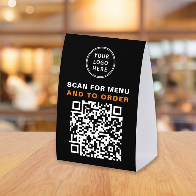 QR Code Menu And Ordering Black Paper Table Tent (Creator Uploaded)