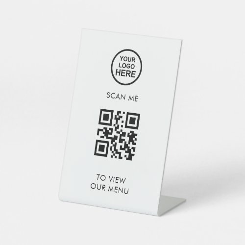 QR Code Menu Business Logo Contactless Modern  Ped Pedestal Sign