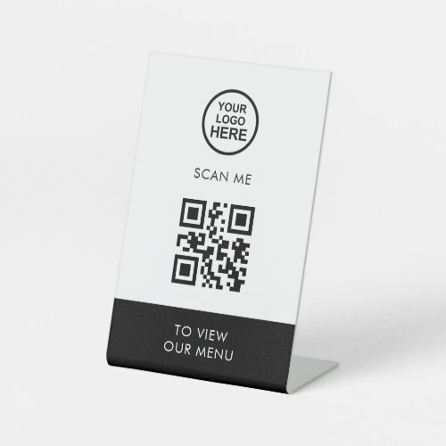 QR Code Menu Business Logo Contactless Modern  Ped Pedestal Sign
