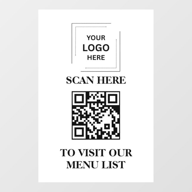 QR Code Menu Contactless Modern Wall Decal (Front)