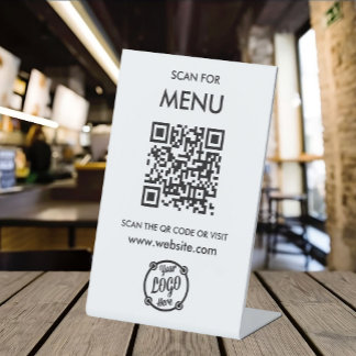 QR Code Menu for Restaurants touchless Modern Pedestal Sign