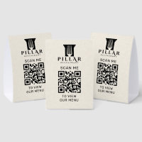 QR Code Menu Light Beige Linen Custom Logo