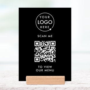 QR Code Menu Logo Black Contactless Modern Holder