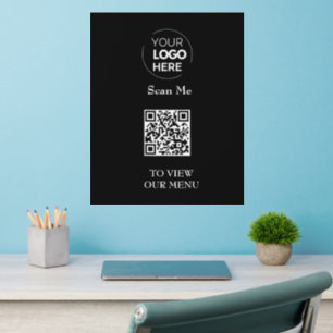 QR Code Menu   Logo Black Contactless Modern Wall Decal