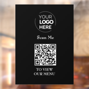 QR Code Menu Logo Black Contactless Modern Window Cling