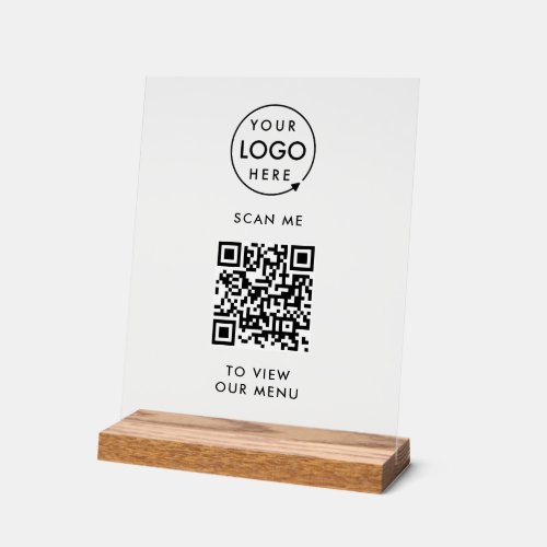 QR Code Menu  Logo Contactless Modern Acrylic Sign