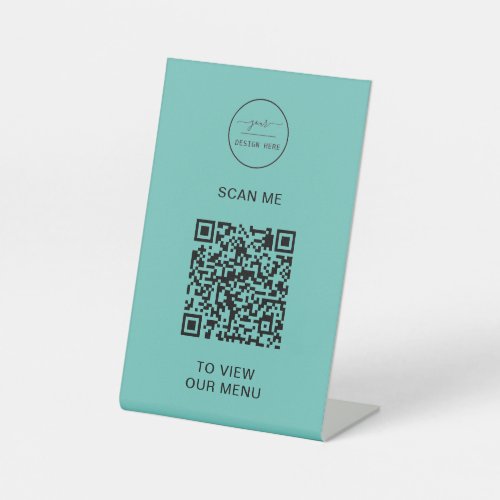 QR Code Menu  Logo Contactless Modern Pedestal Si Pedestal Sign