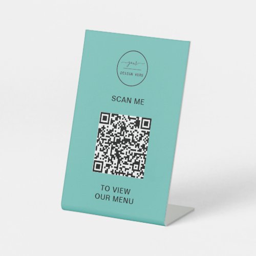 QR Code Menu  Logo Contactless Modern Pedestal Si Pedestal Sign