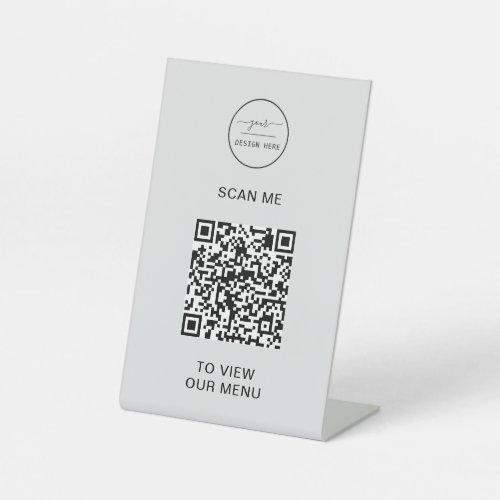 QR Code Menu  Logo Contactless Modern Pedestal Si Pedestal Sign