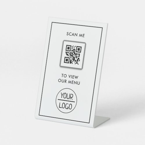 QR Code Menu  Logo Contactless Modern Pedestal Si Pedestal Sign