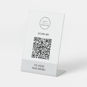 QR Code Menu   Logo Contactless Modern Pedestal Si Sign