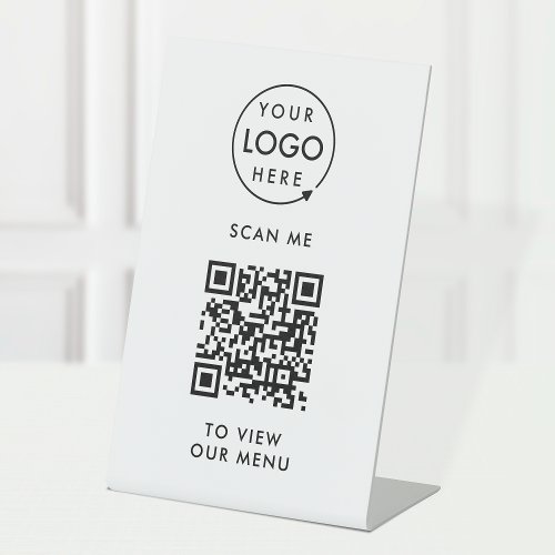 QR Code Menu  Logo Contactless Modern Pedestal Sign