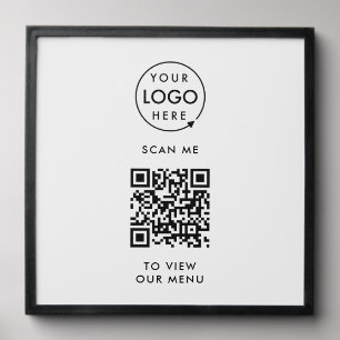 QR Code Menu Logo Contactless Modern Peel And Stick Photo Tile