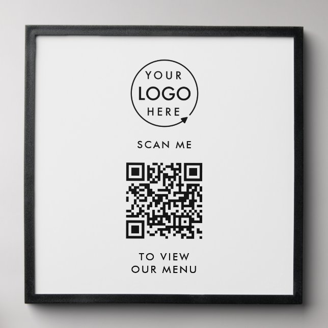 QR Code Menu | Logo Contactless Modern Peel And Stick Photo Tile (Front Set)