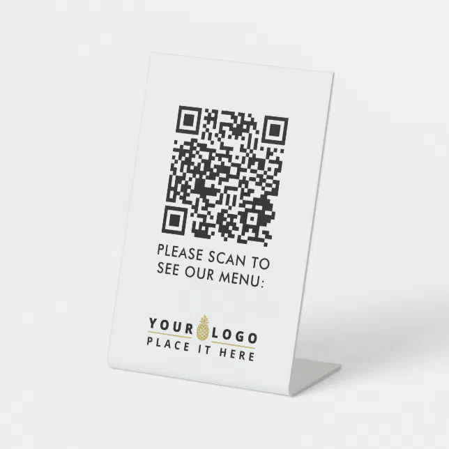 QR Code Menu Logo Contactless Modern Restaurant Pedestal Sign | Zazzle