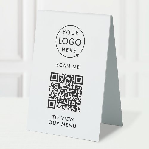 QR Code Menu  Logo Contactless Modern Table Tent Sign