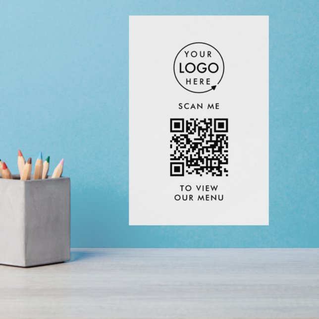 QR Code Menu | Logo Contactless Modern Wall Decal (Home Office 3)