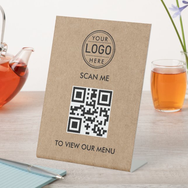 QR Code Menu Logo Modern Pedestal Sign (In SItu)