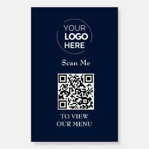 QR Code Menu   Logo Navy Blue Contactless Modern Foam Board