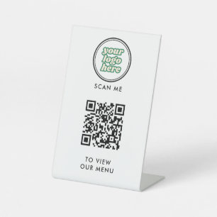 QR Code Menu   Logo  white Contactless Modern Pedestal Sign