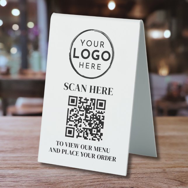 QR Code Menu Modern Contactless Logo Table Tent (QR Code Menu Modern Contactless Logo Table Tent Sign)