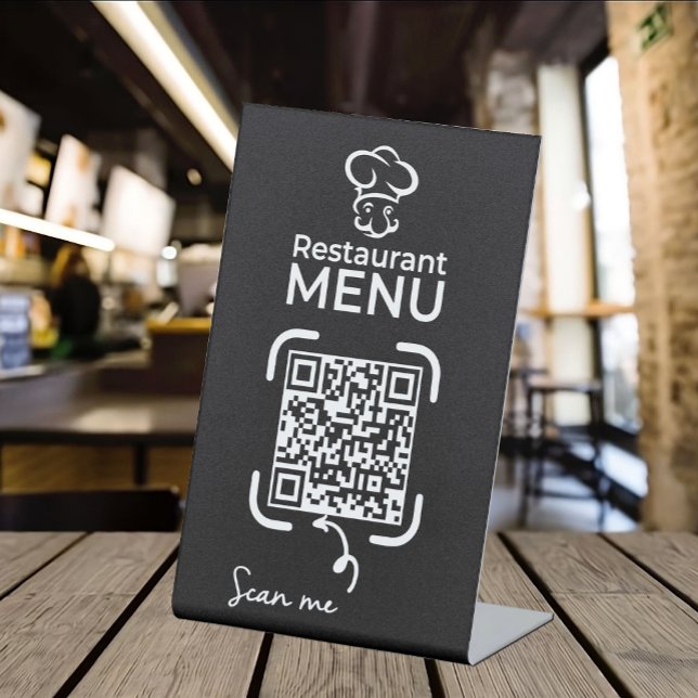 qr code menu modern restaurant business logo  pedestal sign (Creator Uploaded)