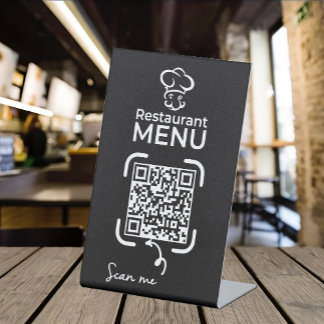 qr code menu modern restaurant business logo  pedestal sign