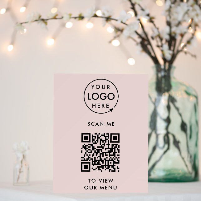 QR Code Menu | Pink Logo Contactless Modern Foam Board (In Situ (Wedding))