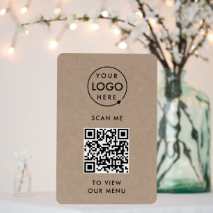 QR Code Menu   Rustic Kraft Logo Contactless Foam Board