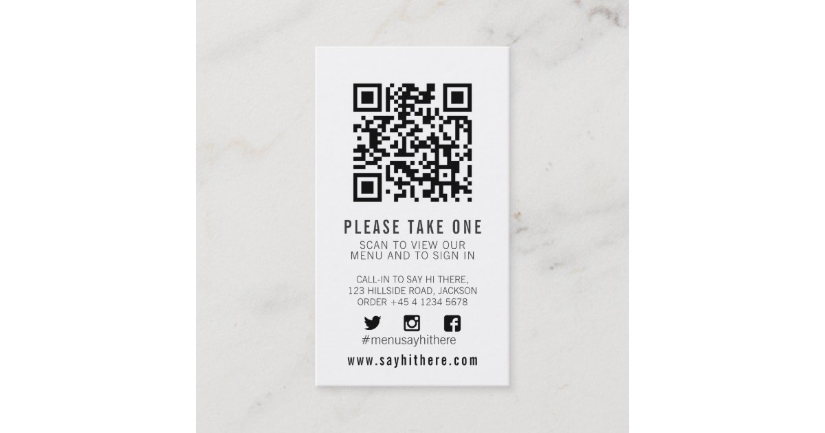 Qr Code Menu Scan Business Card 