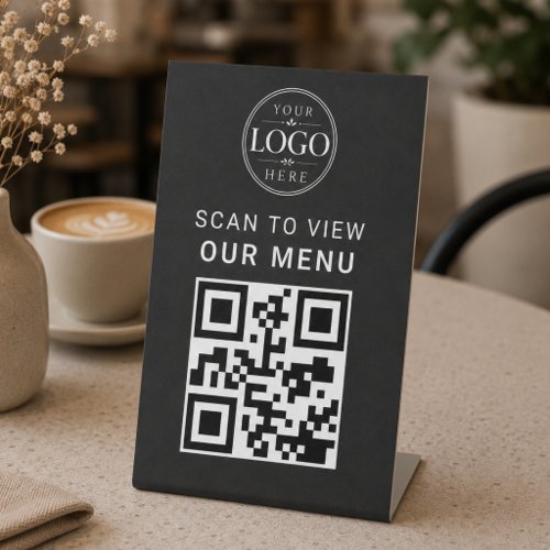 QR Code Menu Tabletop Display Pedestal Sign