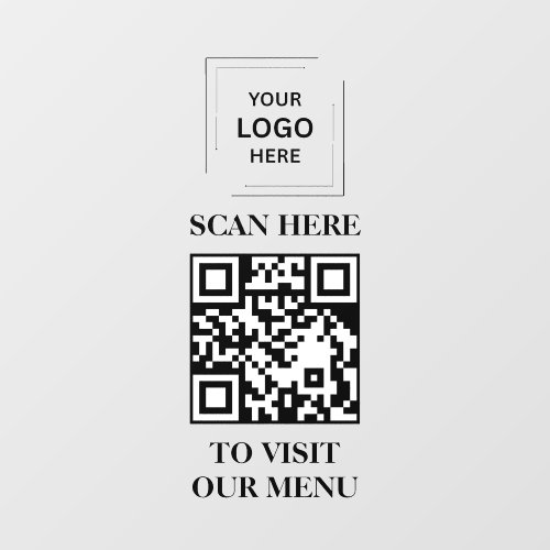 QR Code Menu Vinyl Window Cling Decal Sign