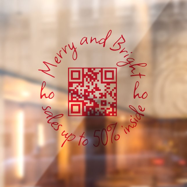 QR Code MERRY AND BRIGHT SALES UP TO 50% INSIDE  Window Cling (Sheet 2)