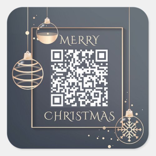 QR Code Merry Christmas Holidays Corporate Modern Square Sticker