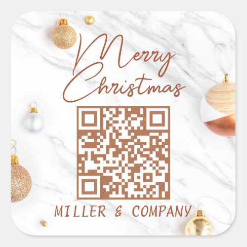 QR Code Merry Christmas Holidays Modern Corporate Square Sticker