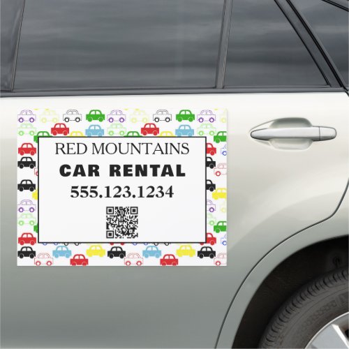 QR Code Mini Cars for Car Rental Business Sign