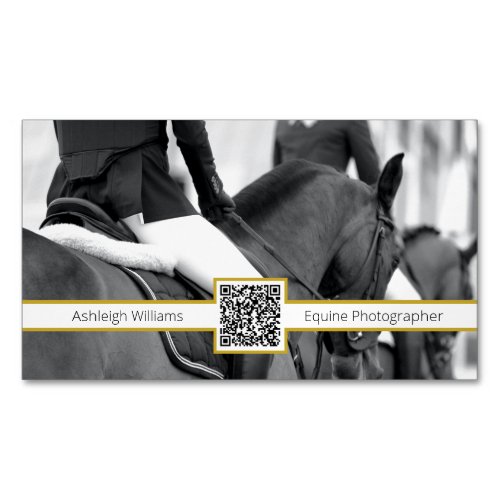 QR Code Minimal HorseEquine Photographer Business Business Card Magnet
